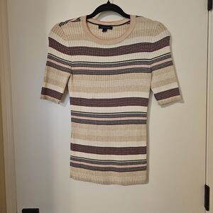Tommy Hilfiger Beige and Pink Ribbed Top